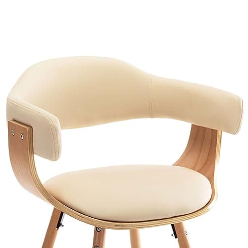 Décoshop26 Lot de 4 chaises de Salle à Manger Cuisine Design Moderne synthétique crème et Bois courbé CDS021464
