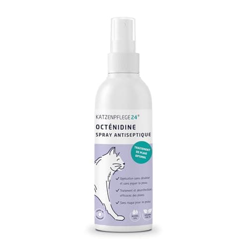 KATZENPFLEGE24 Spray antiseptique et cicatrisant octénidine chat - Désinfecte, apaise, soigne & protège tout type de plaies sans piquer la peau - 125 ml avec des substances actives éprouvé