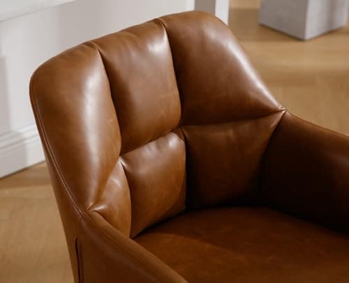 Wahson Chaise de Bureau, Fauteuil de Bureau en Cuir PU Fauteuil Bureau avec Pied Métal, Chaise Bureau Erconomique pour Salon et Chambre, Marron