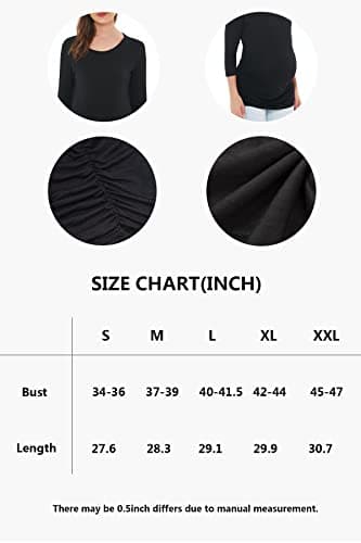 Smallshow Haut de Maternité pour Femmes Lot de 3 Vêtements de Grossesse à Manches froncées 3/4,Black-Deep Green-Teal,S