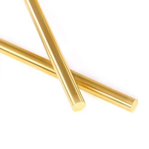 Swpeet Lot de 2 barres rondes en laiton massif de 6,35 mm de diamètre, 35,6 cm de long, parfaites pour divers arbres, essieux miniatures, maquettes d'avions, modèles de bateaux, voitures miniatures