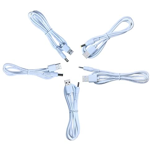 YSJJZRL Cordon d'alimentation USB vers DC Blanc, USB mâle vers DC 5.5 * 2.5/5.5 * 2.1/4.0 * 1.7/3.5 * 1.35/2.5 * 0.7mm Câble de Prise d'alimentation 5V (0.5M,5.5 * 2.1mm)