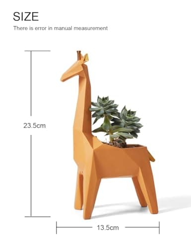 Amoy-Art Succulent Planteur Giraffe Arts Statue Animal Cadeau Décor Moderne Figurine Sculpture Maison Décoration Résine Cactu Pot 23cm
