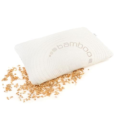 NATURECA Coussin d'épeautre - Oreiller orthopédique - Pour douleurs au cou, pour dormir sur le côté - Avec taies d'oreiller en bambou - Vannure d'épeautre - 40 x 60 cm