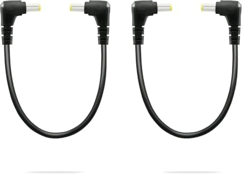 GINTOOYUN 2 PCS Angle Droit DC à Angle Droit DC Câble d'alimentation 18AWG DC 5.5MM x 2.5MM 90 Degrés DC Mâle à 90 Degrés DC Mâle Adaptateur Rallonge pour Bande Lihgt, CCTV, Moniteurs, etc.
