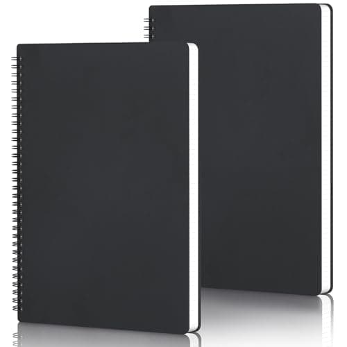 Yarotm Carnet de Notes A4 - Cahier Spirale Bloc Note Croquis - Lot de 2 Cahiers Pointillé a Point - 100g Papier 120 Pages - Noir Couverture Rigide