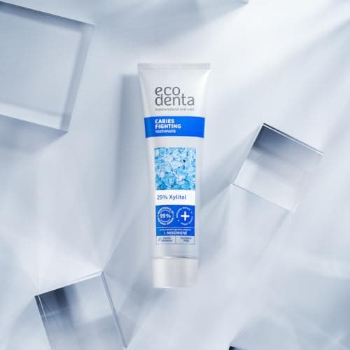 Ecodenta Dentifrice Sans Fluor Contre les Caries Dentifrice 100 ml I Au Xylitol Feuilles de Coriandre Huiles Essentielles de Tilleul