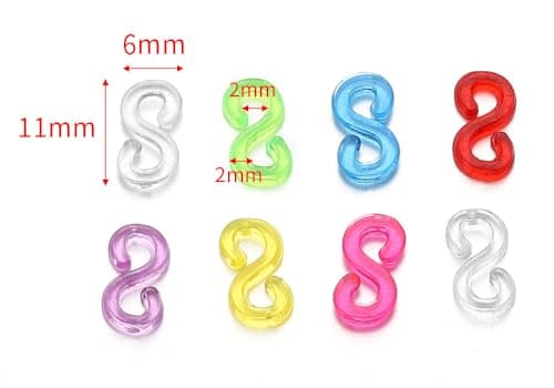 Bkemkri Lot de 500 Clips en S Colorés, Connecteurs en Plastique, Fermoirs pour Loom, Fermoirs en Plastique Multicolores Loom Bands en S, Accessoires de Bijoux, pour Bracelet Collier Tricot, DIY