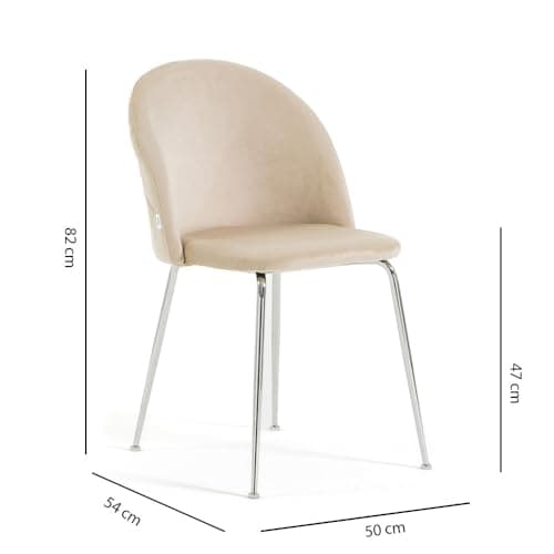 RATTATAN Sara - 2 Chaises fauteuils rembourrées en Velours ou Teddy pour Cuisine ou Salle à Manger avec Pieds en métal (Pieds argentés, Velours Crème)