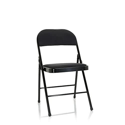 hjh OFFICE 803010 Chaise Pliante rembourrée TUDELA II Tissu Noir Chaise Visiteur Pliante, Charge maximale 130kg