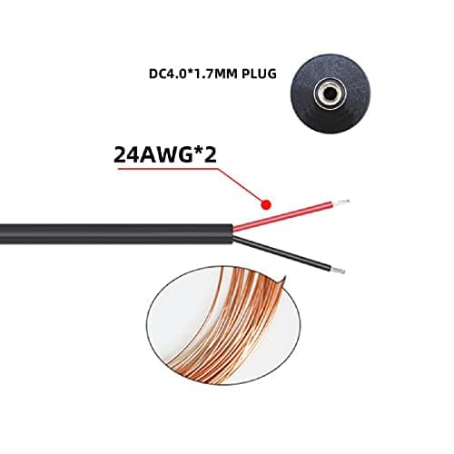 Cablecc Lot de 2 câbles d'alimentation ronds USB 2.0 mâle type A vers 5 V CC 4 x 1,7 mm 150 cm 24 AWG