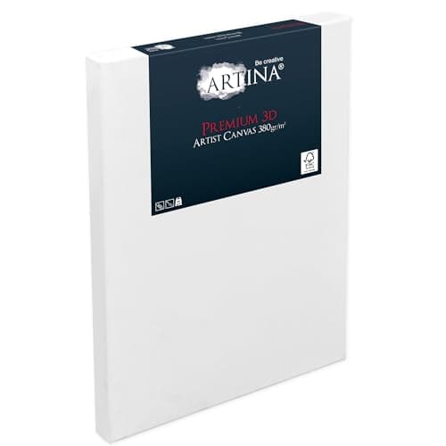 Artina Lot de 3 Premium 3D Canvas Toile Peinture 20x30 cm – FSC® Châssis Bois pour Toiles 100% Coton 380 g/m2 Sans Acide – Toile a Peindre Blanche Tableau Peinture Stable Apprêté 3 Fois Cadre Toile