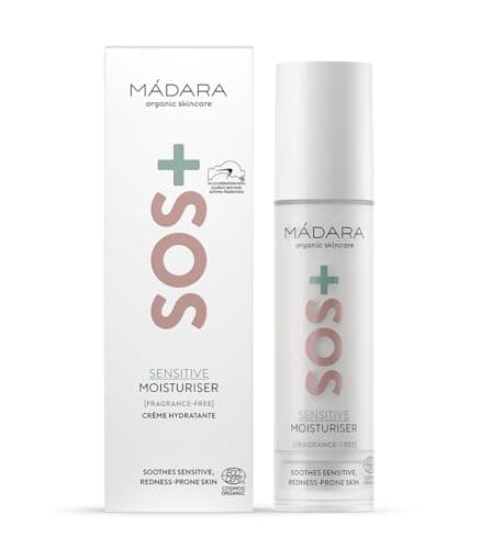 MÁDARA Organic Skincare | Hydratant SOS+ SENSITIVE, 50 ml - Hydratant Quotidien Léger Pour Les Peaux Sensibles Sujettes Aux Rougeurs, Prouvé Dermatologiquement Pour Calmer Les Rougeurs