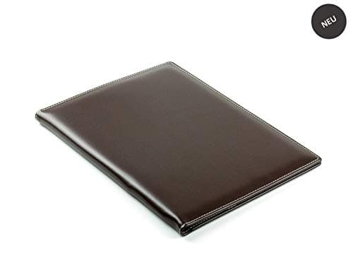 DELMON VARONE - Porte-blocs personnalisable A4 en cuir Cambridge Top Grain (marron) - Porte-documents organisateur avec porte-stylo et pochette de rangement - Dossier de conférence classique