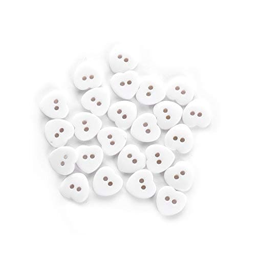 U/K 2 trous boutons de couture - 24 pièces en forme de cœur - 2 trous - Boutons pour couture, scrapbooking, artisanat - Blanc - Créatif et utile.