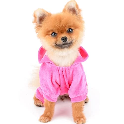 SELMAI Survêtement à capuche pour petits chiens, garçons et filles - Survêtement d'hiver en velours doux avec couronne en strass - Combinaison d'hiver à capuche - Vêtement d'automne pour animaux de