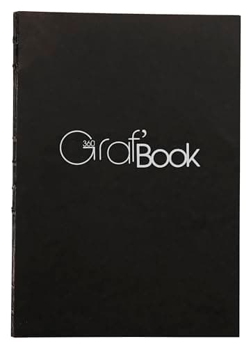 Clairefontaine 975801C Carnet Cousu Graf'Book 360° - 100 Feuilles Papier Dessin Blanc à la Surface Lisse - A5 14,8x21 cm 100g - Orientation Portrait