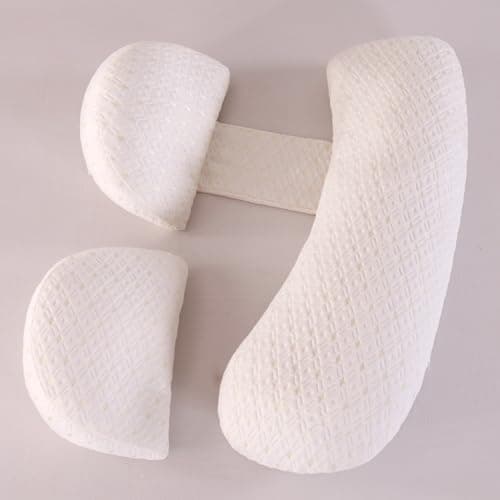 Coussin de Grossesse pour Dormir, Coussin d'Allaitement, Coton Oreiller de Grossesse de Soutien du Corps pour Maintenir Votre Dos, Ventre, Coussin de maternité avec Housse Amovible(Blanc & Grand)