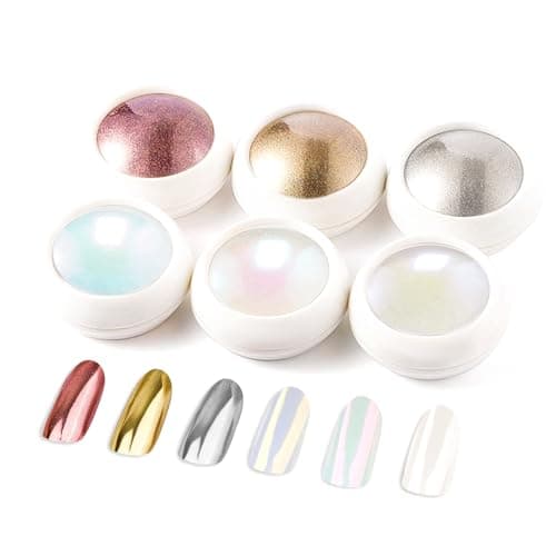 LEDSUUEI 6 Boîtes Poudre Chrome Ongle - Effet Chrome Ongle Miroir MéTallique Brillant Pigments Avec Paillettes Pou La DéCoration D'Art Ongle, Pigment Chrome Nails Nail Art