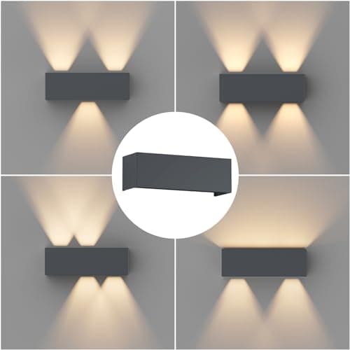 Coinmit Applique murale extérieure LED 30W, 3000K, IP65 Applique murale extérieure, Applique murale, Faisceau réglable, Applique murale maison, Convient l'intérieur et l'extérieur, Anthracite