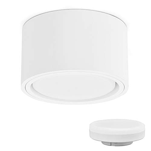 KYOTECH Spot en Saillie led IP44 Ø95x55mm Plafonnier Luminaire Apparent, incluse 6W Remplaçable GX53 Ampoule 3000K Blanc Chaud 550LM Plafonnier Spot LED Downlight pour Salle de Chambre Salon Cuisine