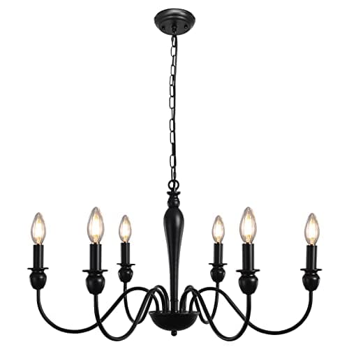 MRHYSWD 6 LumièRes De Lustre Noir, Lustre Salon Lustre Chambre Salle A Manger Cuisine Paille Couloir Entree, Lustre Suspension Industriel Vintage, RéGlable En Hauteur, Sans Ampoules