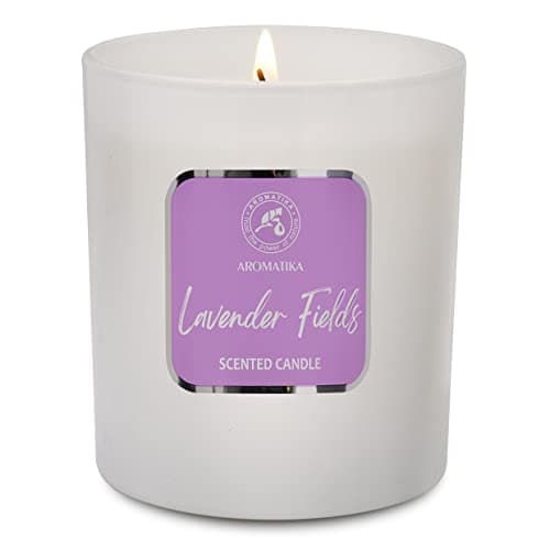 Bougie Parfumée Champs de Lavande - Bougie Huiles Essentielles - Bougie de Cire de Soja - Bougie Aromathérapie Luxe et Sensuelle - Temps de Combustion Jusqu'à 45 Heures - Bougie Parfumée
