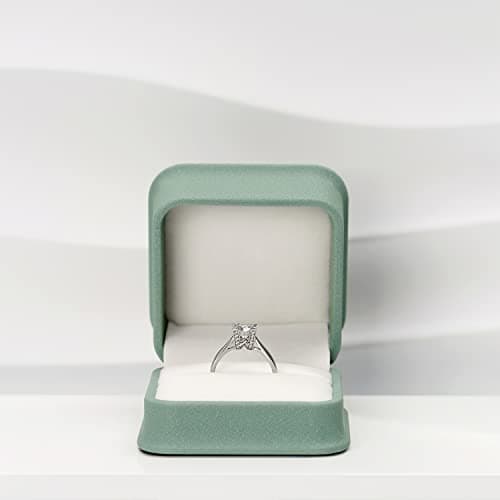 Oirlv Matcha Vert Pu Cuir Boîte à Bagues Boîte à Bijoux pour Mariage,Suggestion,Anniversaire,Saint Valentin,Centre Commercial Compteur Bijoux Présentoir