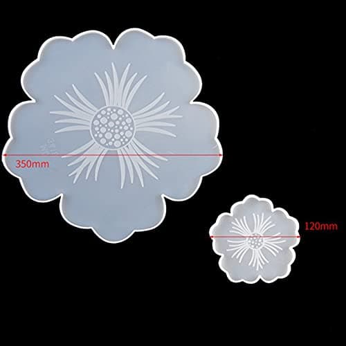 Coaster Moule Resine Forme de Fleur Dessous de Verre Irrégulier pour la Décoration Résine époxy pour la Décoration de Fleur Tapis de Bol Grande Forme de Fleur de Moule en Résine le Bricolage(2 Pièces)