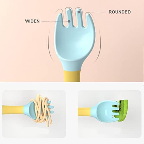 Clyhon Cuillères Bébé Silicone,4pcs Cuillere Bébé Souple Cuillère de Formation avec Fonction Bendable,Facile à Tenir, Parfait Auto-alimentation Cuillères D'apprentissage (Vert+Jaune)