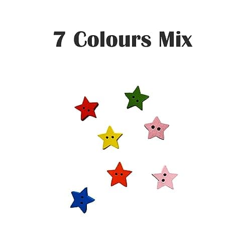 Lot de 160 boutons à coudre, en forme d'étoile, boutons en bois, boutons pour travaux manuels, boutons de couture, boutons pour décorer, boutons pour vêtements, (étoile)