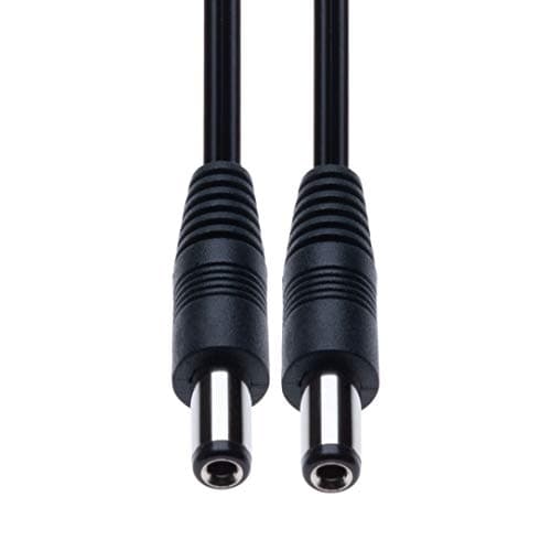 Gleichstrom-Verlängerungskabel DC Netzteil mit 2,5mm / 5,5mm Stecker 0.5m Anschluss CCTV-Netzkabeladapter Kompatibel mit CCTV Security Camera, IP Camera, DVR Standalone, LED Strip, Monitors (Schwarz)