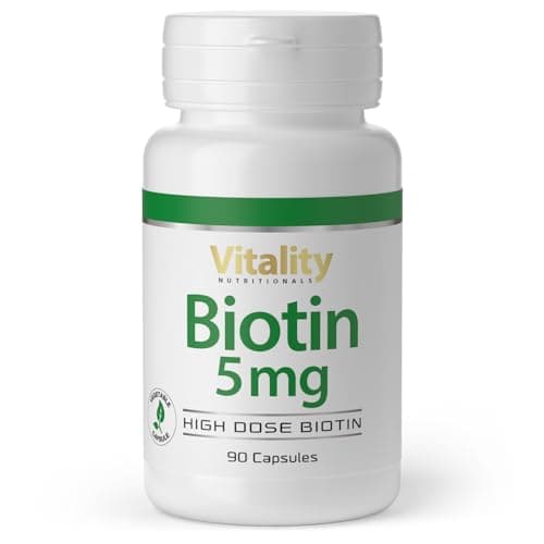 Biotine 5000 mcg, Accélère Pousse Cheveux, Ongles, Peau. Dbiotine, forme active naturelle de la biotin. 90 Gélules, 3 mois. Complément Alimentaire de Vitamine B. Sans Additifs, Vegan. VitaminExpress.