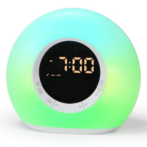 iHoo Réveil tout-en-un avec machine à sons, veilleuse à commande tactile,Deux alarmes, 10 bruits blancs, sieste et minuterie de sommeil, idéal pour les adultes, les adolescents et les enfants