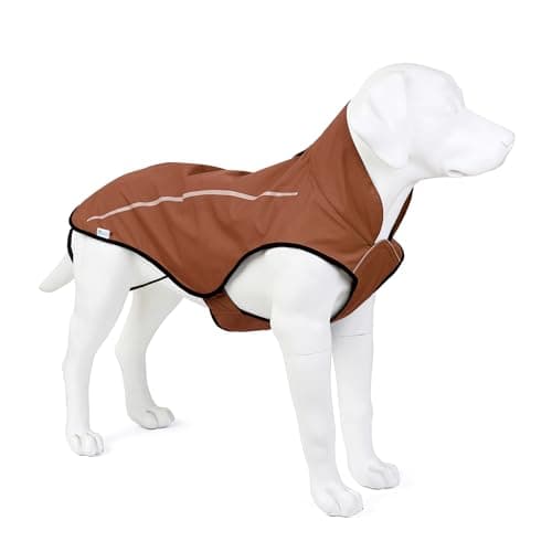 Mile High Life | Imperméable pour Chien | Vêtements pour Animaux de Compagnie Ajustables et Waterproof | Veste de Pluie Légère avec Bande Réfléchissante | Facile à Enfiler (Marron, S)
