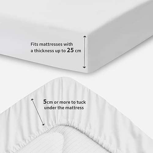 RUIKASI Drap Housse 140x190 Blanc - Drap Housse 140 x 190 Bonnet 30cm Matelas en Microfibre 2 Personnes, Très Doux et Respirant avec Élastique Tout Autour