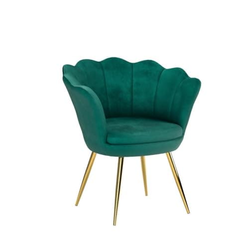 Wahson Fauteuil en Velours Fauteuil Coquillage avec Pieds Doré, Fauteuil Chambre Confortable Chaise Relax pour Salon/Chambre (Vert)