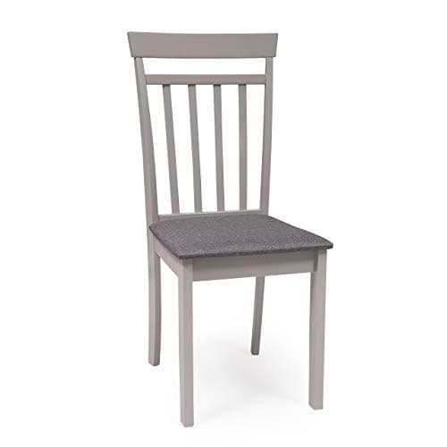 Homely - Pack de 2 chaises de Salle à Manger ou de Cuisine Kansas, Structure en Bois laqué Gris Clair, Assise recouverte de Tissu Gris, 40,5x48,5x89 cm