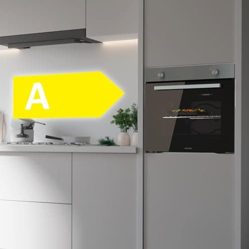 Cecotec Four Encastrable Bolero Hexa C126000 Inox A. 2800 W, capacité de 77 L, 4 fonctions, Steam Assist, Steam EasyClean, Cooling Fan, Triple Vitrage, Classe Énergétique A, Lumière intérieure.