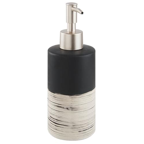 Ensemble Accessoires de Salle de Bains 4 pièces Effet Marbre Noir et Beige Coro