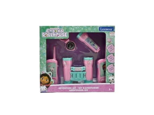 Lexibook Lexibook-RPTW12GDH, Pandy Pattes, Chats, Gabby et la Maison Magique, Set d’Aventurier pour Enfants, Talkies-Walkies 120m, Jumelles, Boussole, Lampe de Poche, RPTW12GDH