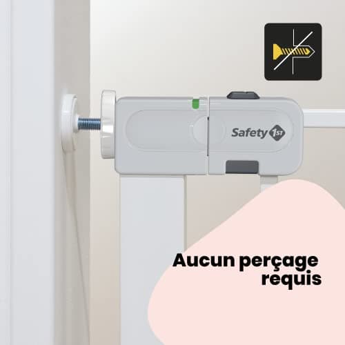 Safety 1st Auto Close Gate, Barrière de sécurité enfant Safety 1st, 73-80 cm (max. 136 cm), Barrière escalier enfant à pression, Ouverture d'une main, Sans vis ni perçage, Double verrouillage, Blanc