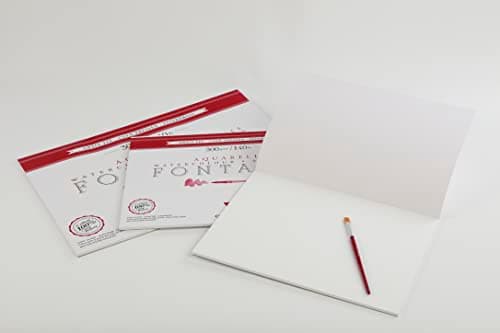 Clairefontaine 975514C Bloc Encollé 1 Côté Fontaine - 10 Feuilles Papier Aquarelle Blanc 100% Coton Grain Fin Qualité Professionnelle 36x51 cm 300g