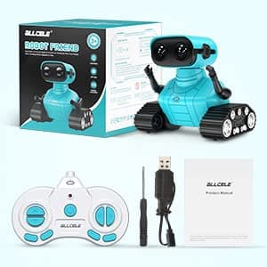 ALLCELE Robot Enfant Jouet,Télécommandés Rechargeables, avec Yeux LED, Musique et Sons Intéressants pour Garçons et Filles à Partir de 3 4 5 6 7 8 Ans Cadeau d'anniversaire(Bleu)