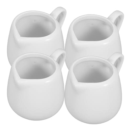 4 Pièces Cuillère à Sauce Pichet Fumant Plats à La Sauce Soja Porte-carton De Lait Avec Poignée À Sirop Mini Pot à Lait Gobelet En Mousse Blanche Miniature Les Amoureux Céramique
