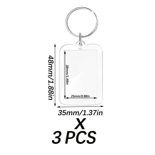 FYACCD 3 Pcs Porte-Clés Photo, Porte-Clé Acrylique Transparent, Personnalisé Porte Clef Photo, Vierge Rectangle Porte-Clés Photo, pour Famille, Des couples, DIY Souvenir 4.8cmx3.5cm