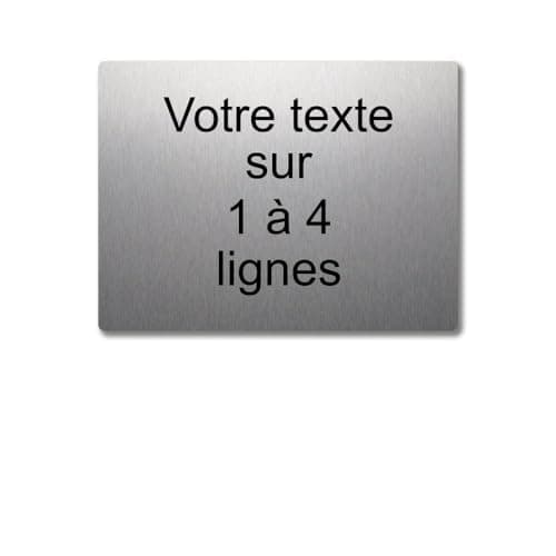 Plaque gravée personnalisée 1 à 4 lignes 20x15cm autocollante Alu Brossé