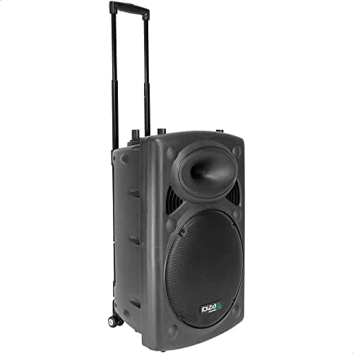 Ibiza - PORT15VHF-BT - Enceinte Portable 15"/800W Max avec 2 micros (VHF), télécommande et Housse de Protection - Bluetooth, USB, SD - Autonomie de 6 à 8h