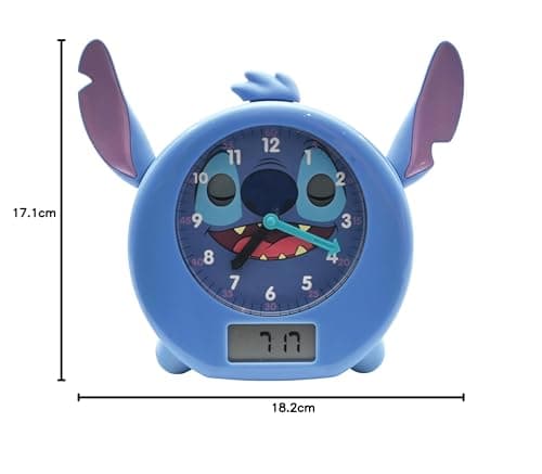 Lexibook, Disney Stitch, Mon Compagnon de Nuit Éducatif, Réveil, veilleuse, similateur d'aube et conteur d'histoires, avec câble Secteur, Bleu, RLT100D
