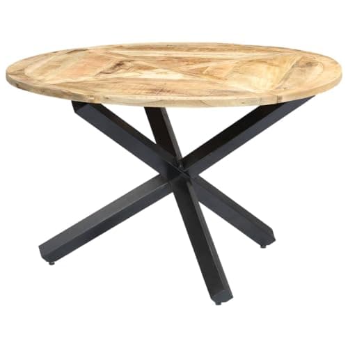 TJROO Table de salon de cuisine ronde 120 x 76 cm marron clair en bois massif de mangue, table de bistrot, décoration intérieure diverses applications table à manger pour reposer des aliments boissons